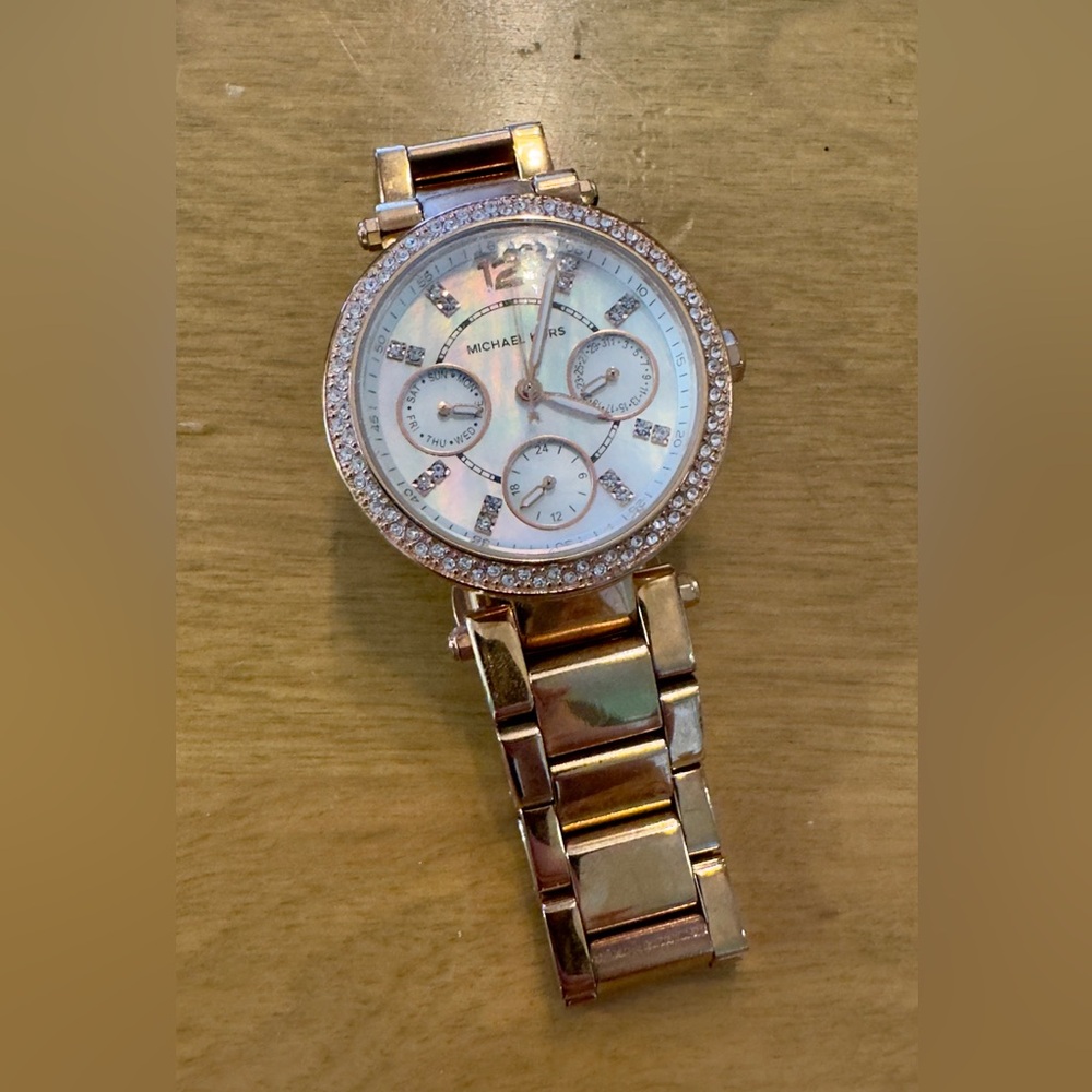 Michael Kors Parker Pavé Rose Gold-Tone Watch - Used